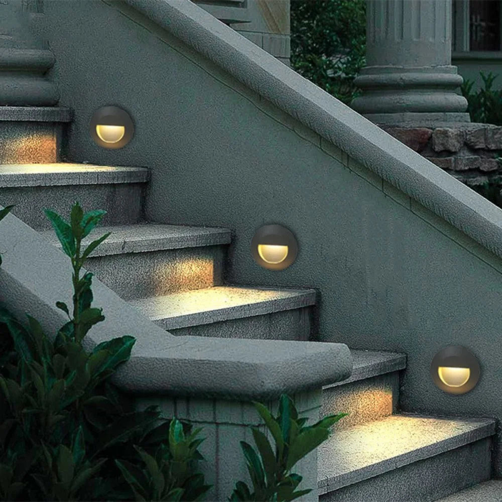 3W IP65 LED Recessed Stair Step Light AC 100-240V Sand White Black Gray 50,000hr Wall Lamp