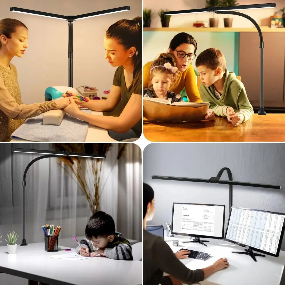 Double-Head LED Desk Lamp 80cm USB DC 5V CRI 90 5-Level Dim 5-CCT 2700-6500K Remote