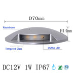 Ultra-Thin LED Buried Ground Light 1W 2W DC12V IP67 OSRAM SMD2835 PWM Dimmable D70mm