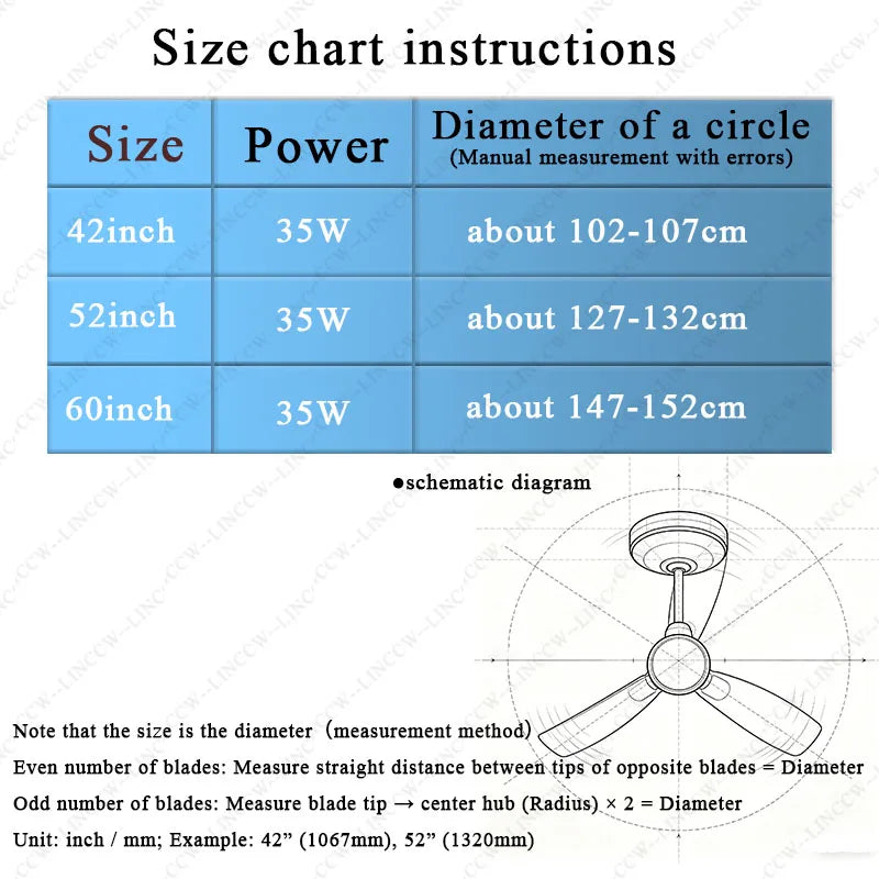LINCCW 42 52 60 Inch Wood Ceiling Fan DC Motor 6-Speed 3-CCT Timer Remote AC 100-240V