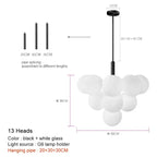 Modern Frosted Glass G9 Chandelier Black Brass Chrome Iron Aluminum AC 110-220V Pendant