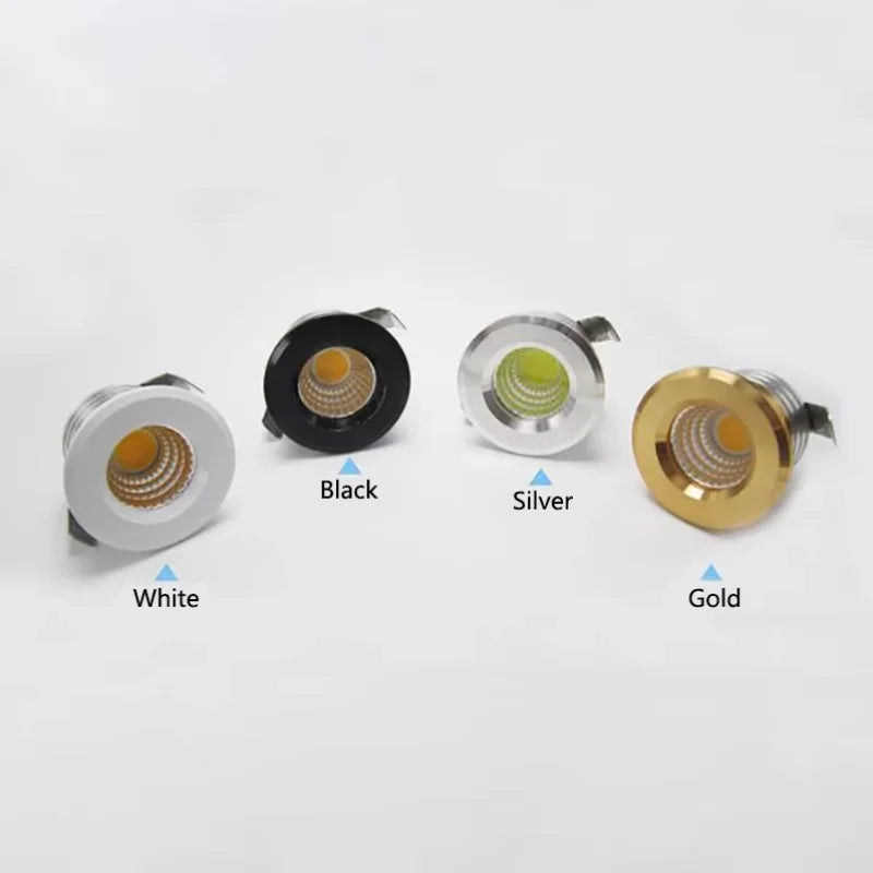 Mini Dimmable LED Recessed Downlight 3W 60-Degree IP44 D37mm 30mm Cutout 110-220V