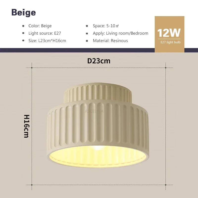 Nordic Resin LED Ceiling Light E27 Surface Mount Perforated Anti-Glare Bedroom Living Room