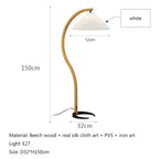 Nordic Solid Wood Pleated Fabric LED Floor Lamp E26 Dimmable Remote Control AC 90-260V D32 x H150cm Living Room Bedroom Study