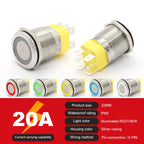 IP68 Waterproof Stainless Steel Push Button Switch 19mm 22mm 20A Momentary LED 12V 24V 110V 220V 4 Pin 20cm Wire 5 Colors