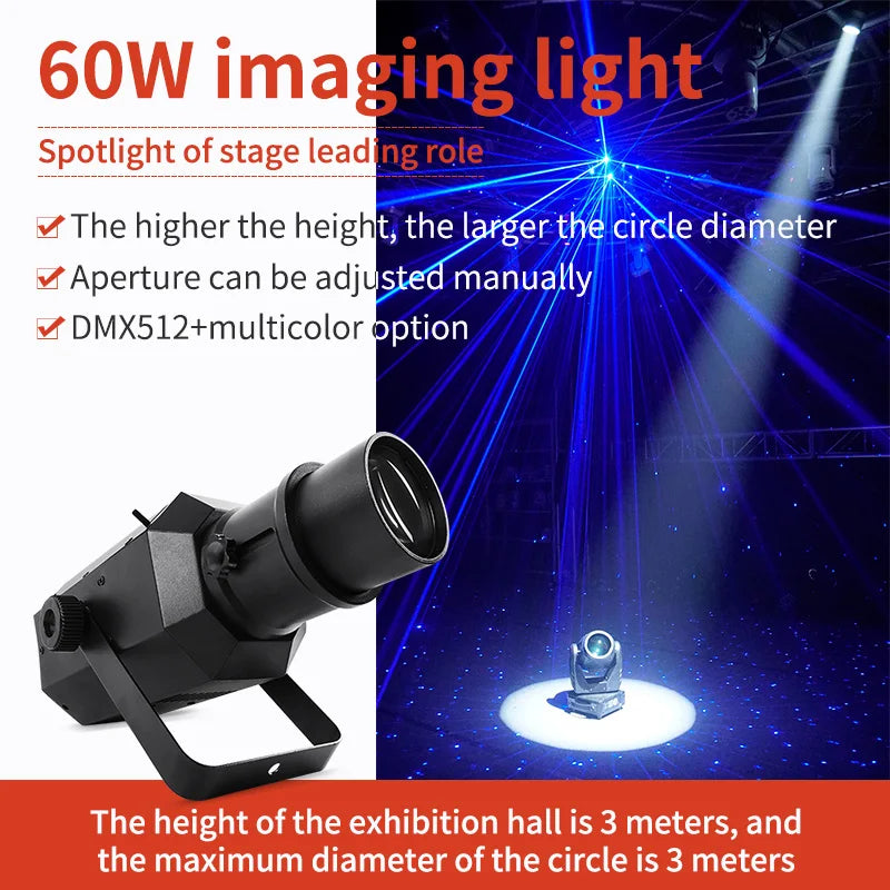 80W COB LED Stage Follow Spot Light DMX512 Voice Control Standalone AC 110-220V 30x12x12cm