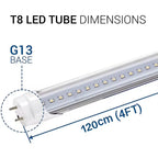 T8 LED Tube 10W 20W Epistar SMD2835 180° 90-100lm/W CRI 80+ AC 85-265V 25-Pack