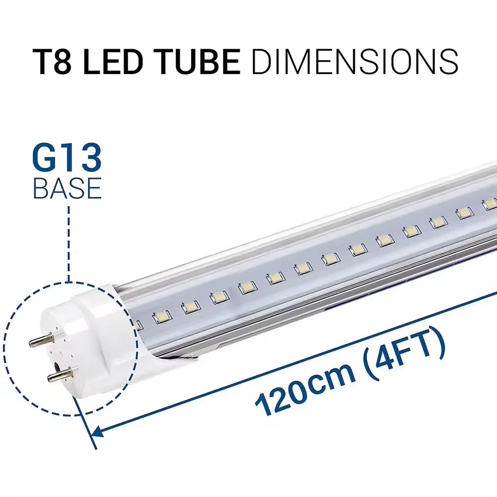 T8 LED Tube 10W 20W Epistar SMD2835 180° 90-100lm/W CRI 80+ AC 85-265V 25-Pack