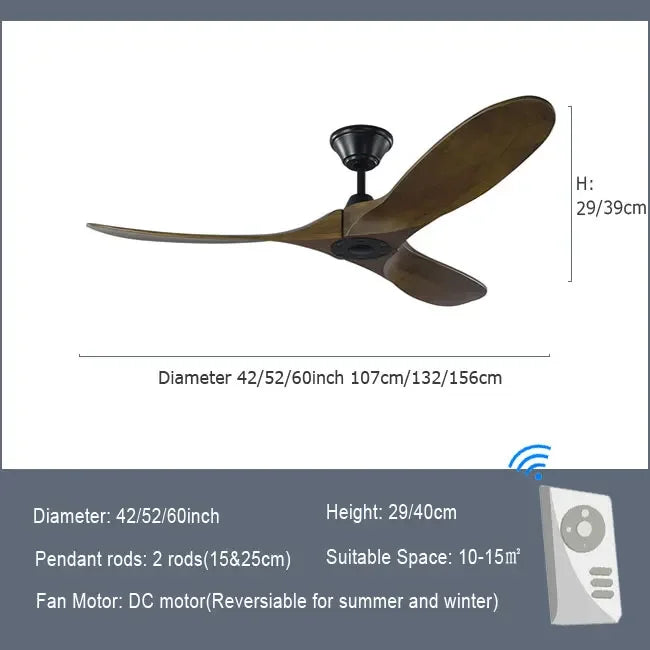 Modern Wooden Ceiling Fan Remote Control Light