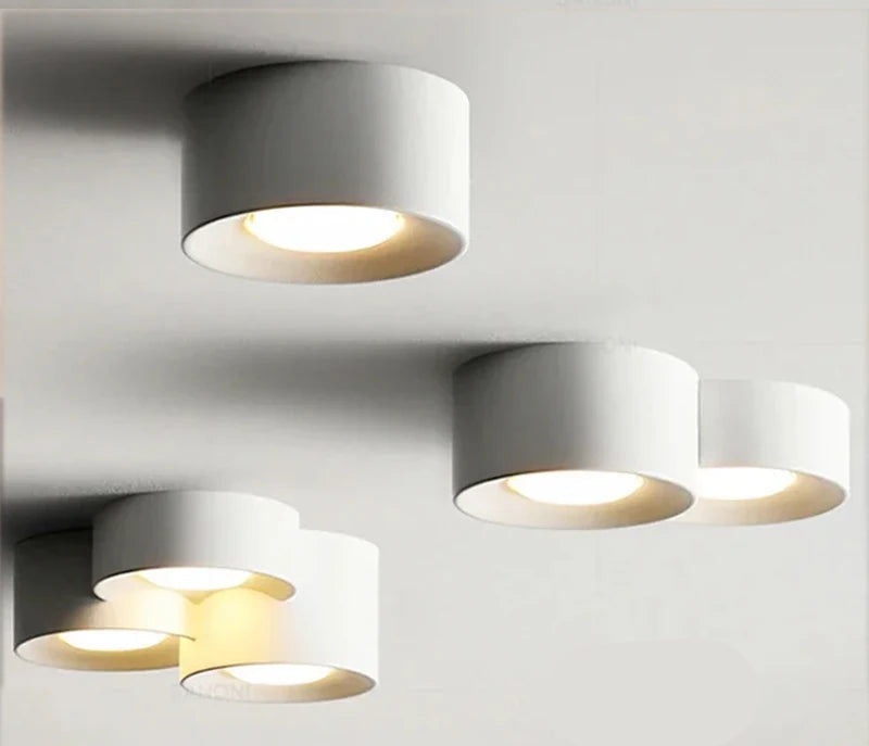 Modern LED Cylinder Surface Mounted Ceiling Spotlight 7W 14W 21W Single Double Triple Head Iron Acrylic AC 90-260V Bedroom Hallway White Black