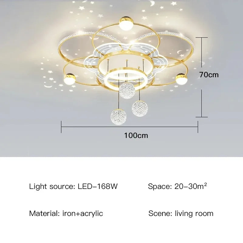 Modern Oval LED Pendant Chandelier Iron Acrylic Black Gold White Dimmable Remote AC 85-265V