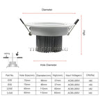 LED Recessed Downlight 6W 9W 12W 15W 21W Epistar 45 Degree Dimmable Aluminum IP20 AC 85-265V Warm White Natural White Cool White Silver