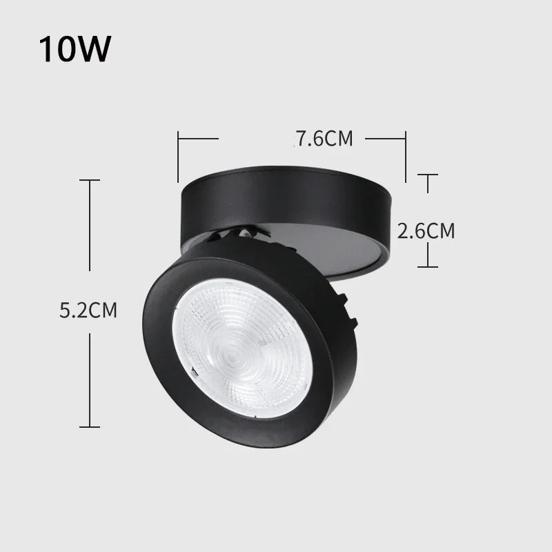 Foldable COB LED Surface Mounted Spotlight 7W 10W 15W Adjustable Brushed Nickel 85-265V