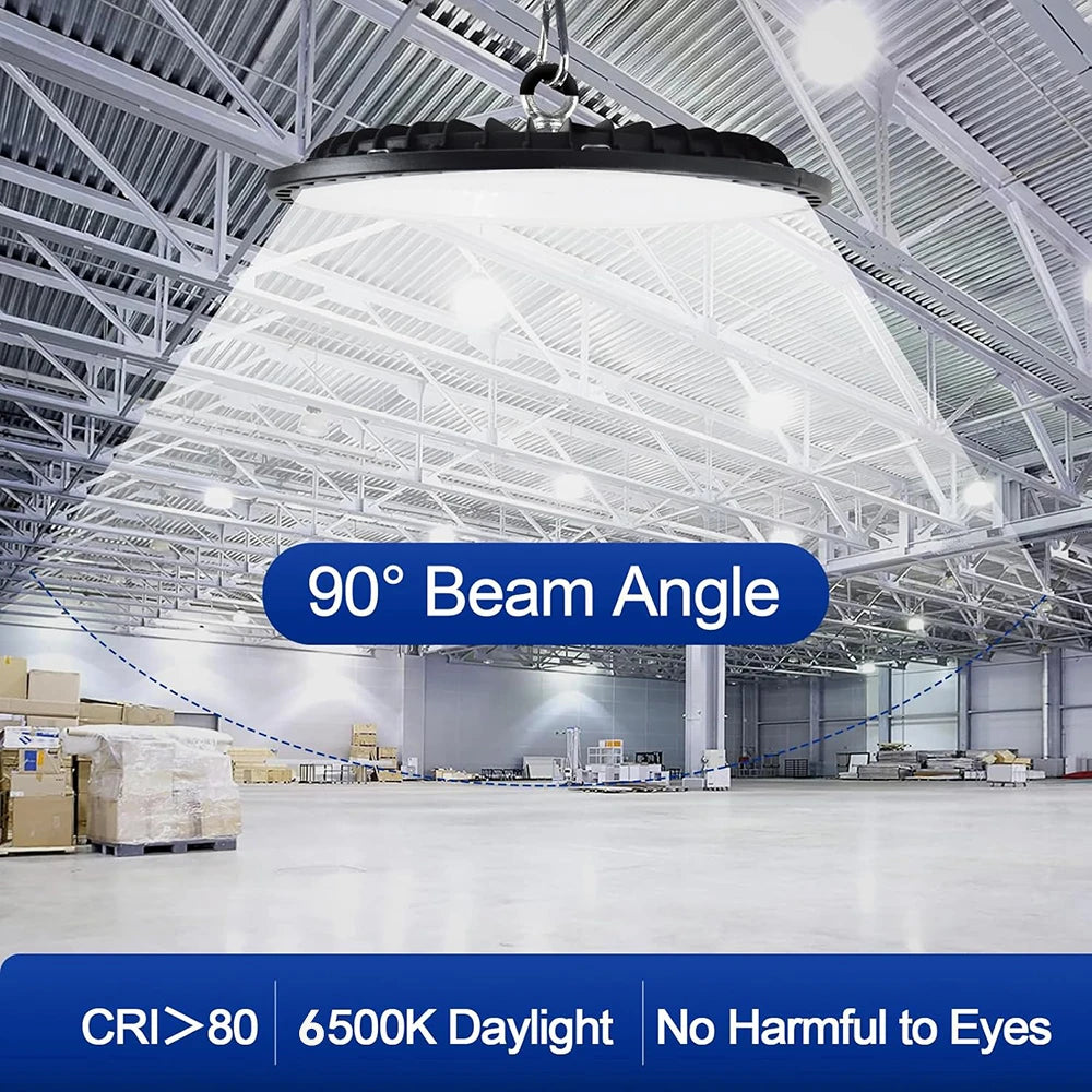 UFO LED High Bay Light 100W 150W 200W SMD2835 IP66 110-120lm/W 6000K AC 110-265V Warehouse