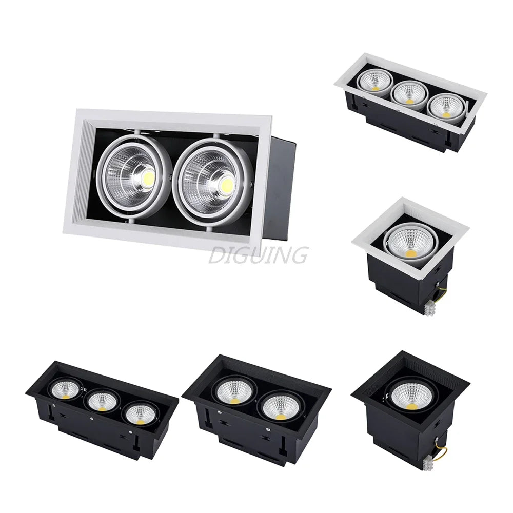Dimmable COB LED Recessed Downlight 7W 9W 12W 15W Epistar CRI >90 PF>0.95 90-260V