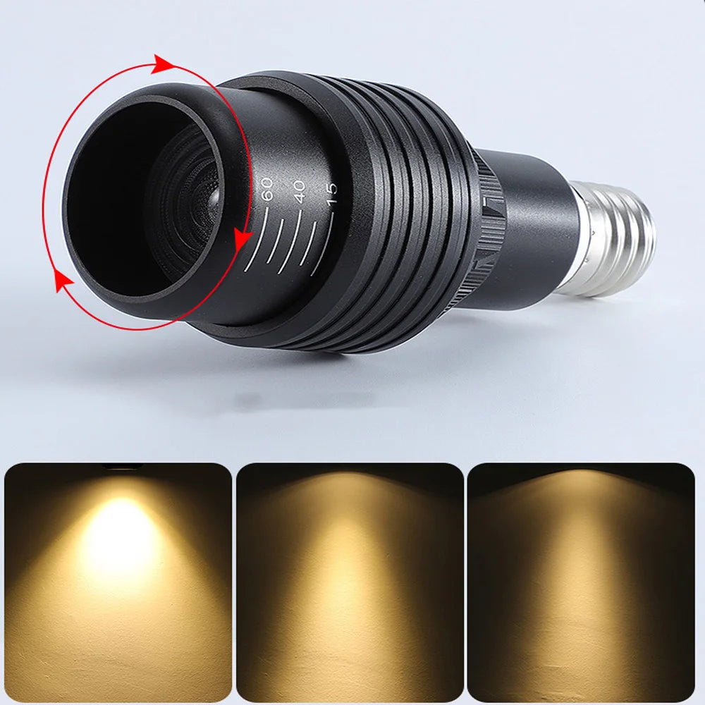 E27 COB LED Spotlight 5W 7W 10W 12W Adjustable Zoom 15-60 Degree 3 Colors AC 85-240V