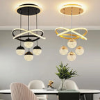 Modern LED Chandelier Iron Acrylic Semi Flush Mount 400mm Up and Down Shadeless AC 110-260V Black Gold Dining Room Living Room