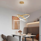 Modern LED Ring Chandelier Iron Brushed Remote Control Dimmable AC 90-260V Dining Bedroom
