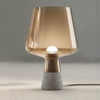 Cement Glass Table Lamp E14 D20cm H30cm Smoky Gray Amber AC 85-265V Bedside Desk Lamp