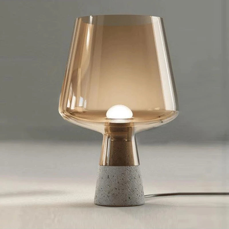 Cement Glass Table Lamp E14 D20cm H30cm Smoky Gray Amber AC 85-265V Bedside Desk Lamp