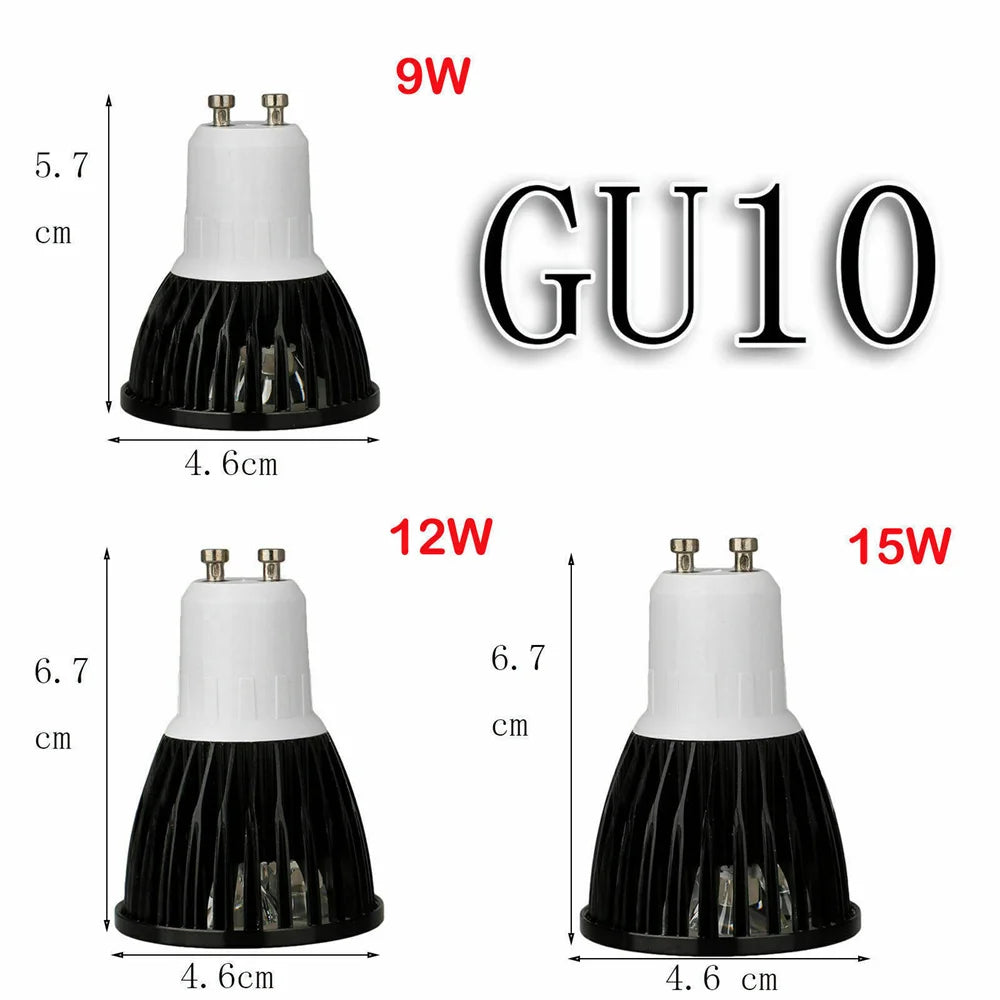 Dimmable LED Spotlight 9W 12W 15W E26 E14 GU10 MR16 B22 CRI 80+ 120° AC 85-265V