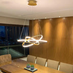 Modern LED Ring Chandelier Iron Brushed Remote Control Dimmable AC 90-260V Dining Bedroom