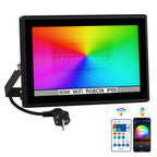 RGBCW Smart LED Flood Light 30W 60W 100W App Remote IP66 US Plug 110-130V Outdoor Garden