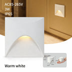 3W LED Recessed Step Light Square Round Black White AC 90-260V Anti-Glare Stair Wall