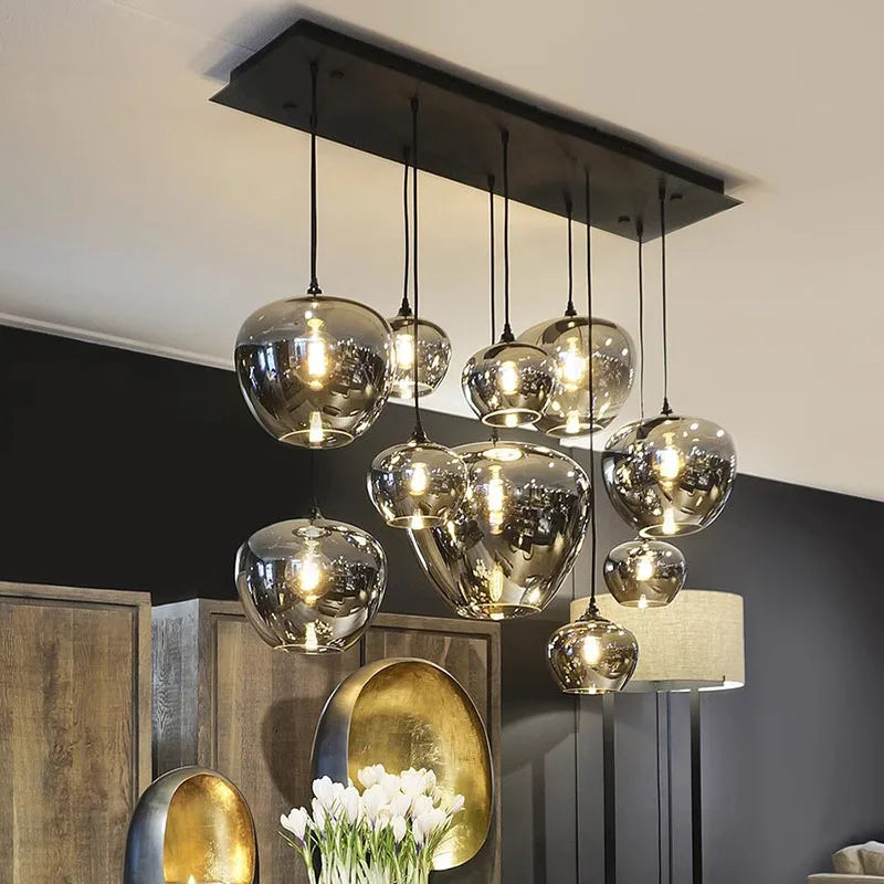 Modern Multi-Head Glass Pendant Chandelier 3 6 8 10 12 Heads 21-114W Dimmable AC 90-265V