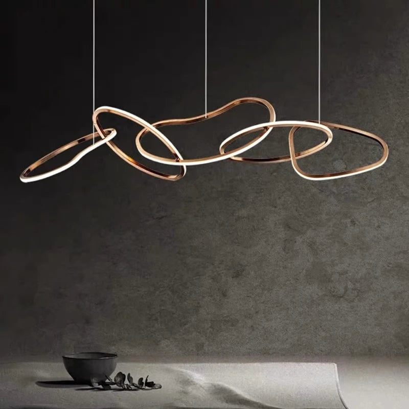 Modern LED Pendant Light 3-6 Heads 40-100W 3-CCT Dimmable RF Remote AC 90-260V Black Gold