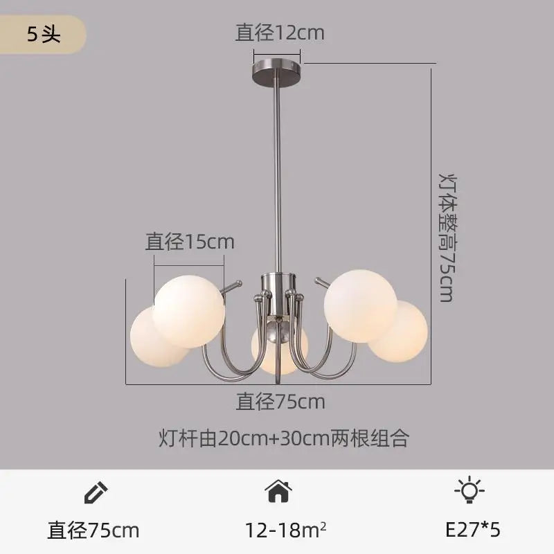 Mid-Century Bauhaus Chandelier E27 Iron Stained Glass Pendant 90-260V Living Room Dining
