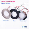 IP65 Ultra-Thin 14mm LED Mini Downlight 3W 5W DC 12-24V 304 Stainless Steel D72mm 55mm Cut