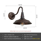 Vintage Iron IP65 Outdoor LED Wall Lamp E26 E27 D24-30cm Black Archaize Silver Gold AC 90-260V