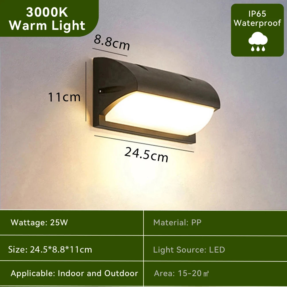 LED Outdoor Wall Lamp AC 110-240V Moisture-Resistant ABS Indoor Outdoor Pathway Porch Garden