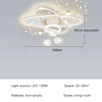 Modern Oval LED Pendant Chandelier Iron Acrylic Black Gold White Dimmable Remote AC 85-265V