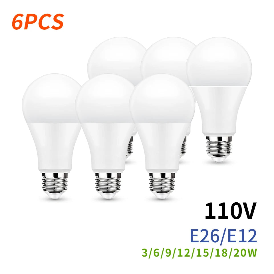 6-Pack E26 E12 LED Globe Bulb 3W-20W SMD2835 270° AC 110V Warm Natural Cool White