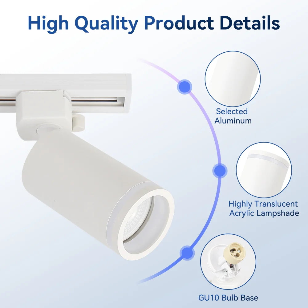 GU10 LED Track Spotlight Surface-Mounted Ceiling Lamp AC 90-260V 10-15m² Kitchen Dining