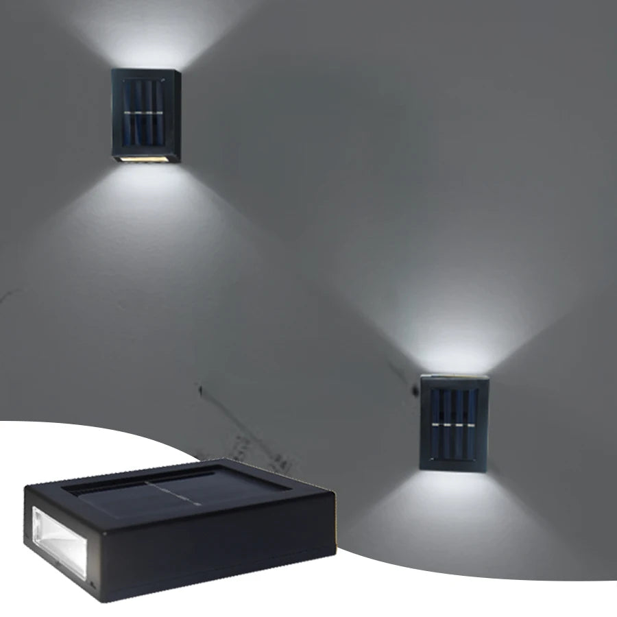 Solar Up Down Wall Washer Light IP65 Waterproof Outdoor Garden Porch Yard Lamp
