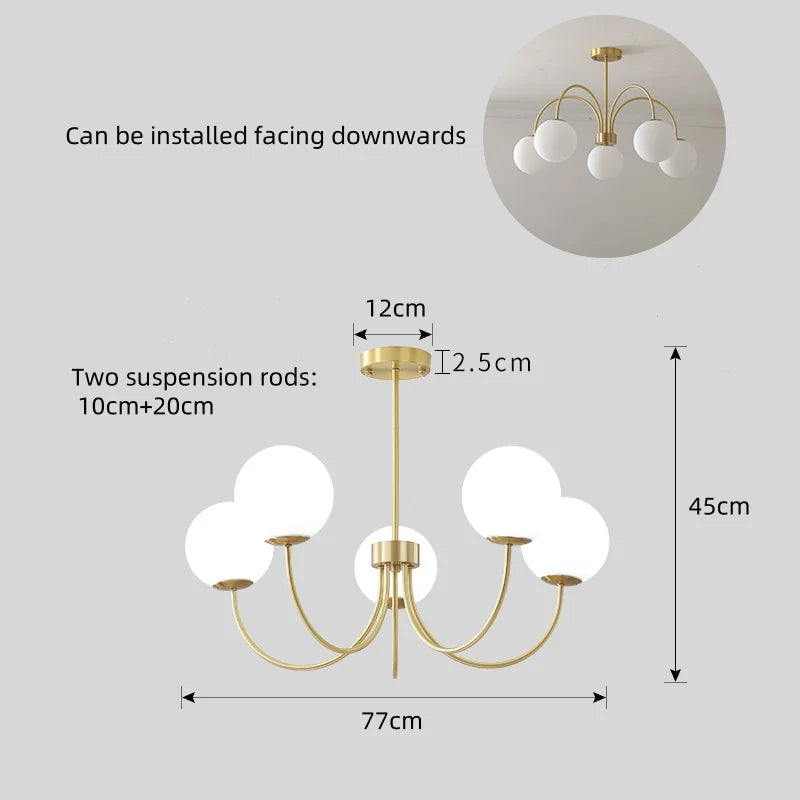Modern LED Pendant Chandelier Iron Glass Brushed Stainless Plated Multi Head Touch Switch AC 90-260V Living Room Dining Room