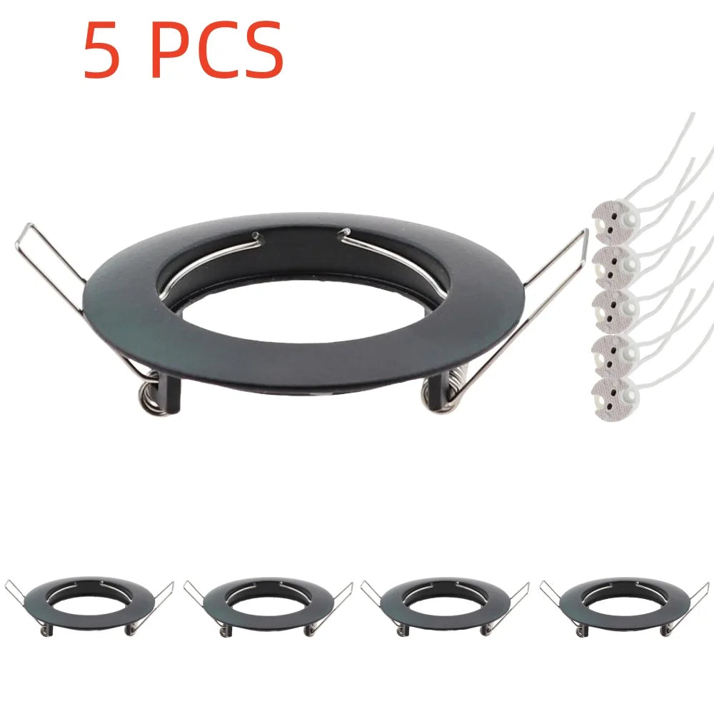 5-Pack GU10 MR16 GU5.3 Recessed Downlight Frame 80mm 60mm Cutout Spring Clips 4 Colors