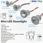 IP65 Mini LED Recessed Downlight 1W 3W DC 12V 90 lm/W 25 30 60 or 120 Degree Aluminum Silver Warm White Natural White Cool White Red Green Blue RGB Cabinet Stair