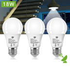 E26 Motion Sensor LED Bulb 18W 360° 3-6m Detection AC 110V Cool Warm White 3-Pack