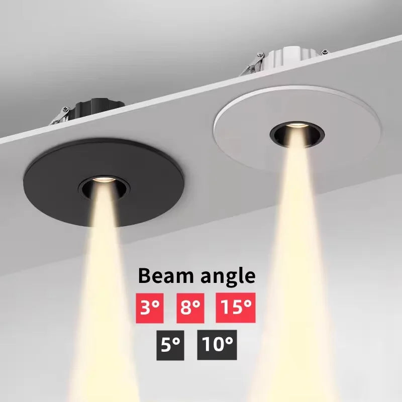 Ultra Thin CREE LED Recessed Spotlight 3W 5W 7W 3 8 or 15 Degree Narrow Beam Die Cast Aluminum CRI 90 Dimmable AC 85-265V Foyer Dining