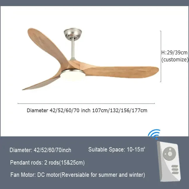 Modern Wooden Ceiling Fan Remote Control Light