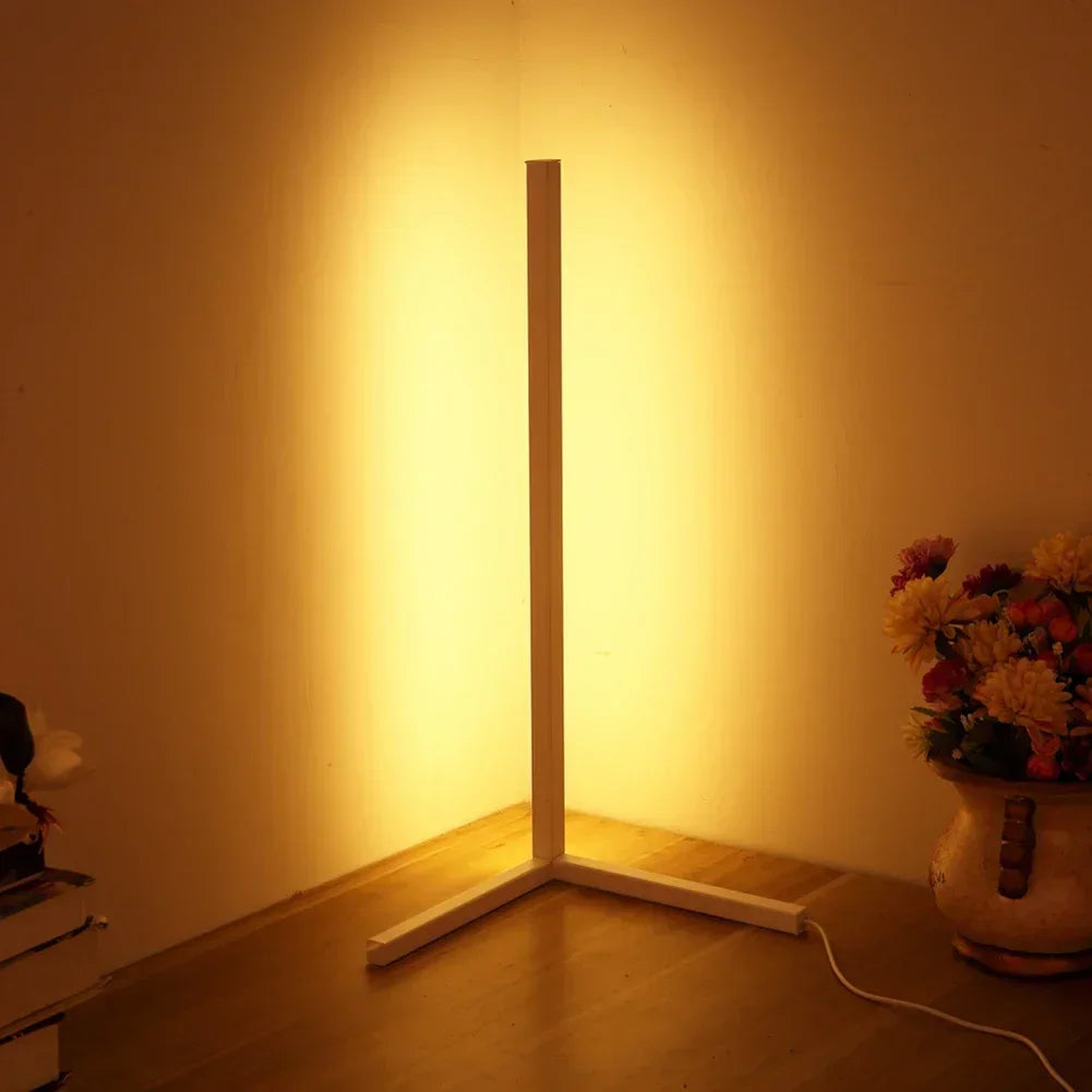 LED Corner Floor Lamp 16-20W DC 12V AC 100-240V 142cm 5050 120 LED Touch Switch Aluminum Iron Acrylic White Black Warm White Cool White Remote