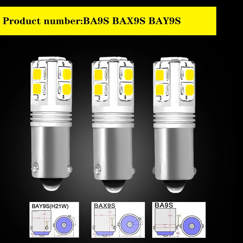 Gtinthebox BA9S BAX9S BAY9S H21W LED Bulb 10-SMD3030 500lm 2W Canbus 12-24V 2-Pack