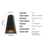 IP65 LED Outdoor Wall Lamp 6W 10W Aluminum Borosilicate Glass Baked Finish CRI 80 90 lm/W AC 85-265V Porch Garden Nordic Black White