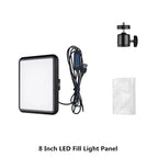 8/12 Inch LED Photography Video Panel Light 12W 15W 1700lm CRI 85+ 2800-7000K 5V USB-C Tripod