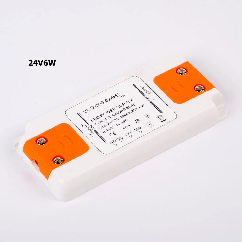 Ultra-Slim LED Driver Transformer 6W 12W 15W 20W 30W 50W 60W AC 110-240V to DC 12V 24V