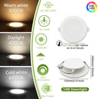 2-Pack LED Recessed Downlight 6W-24W 3-CCT AC 100-240V Ceiling Spot Warm Natural Cool White